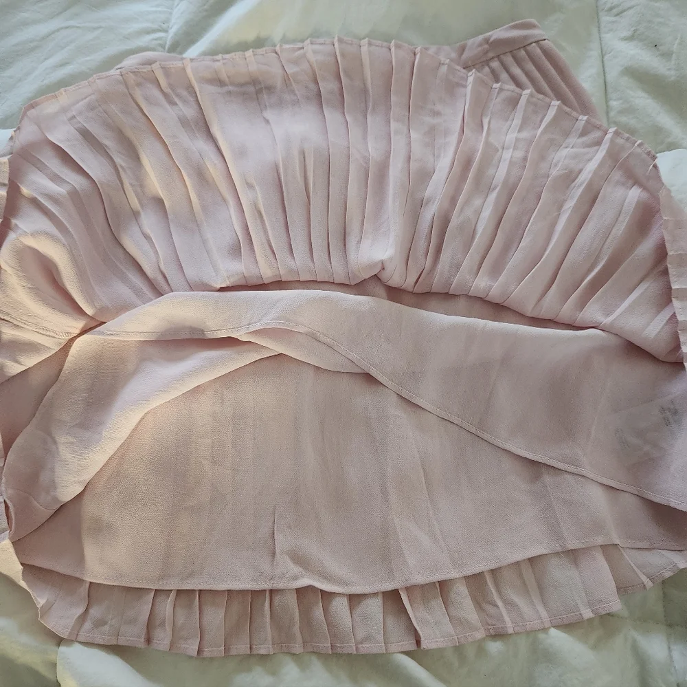 REFORMATION PINK LOVELL BLOSSOM CHERRY PLEATED MINI SKIRT Med NWT - Picture 9 of 11